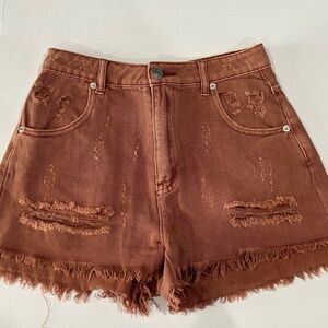 Mustard Seed Denim Shorts Distressed Frayed Hem‎ - Size S.